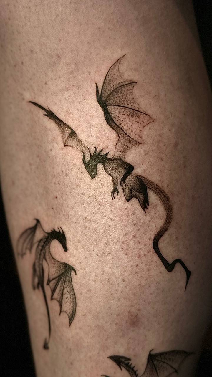 Dragons — Fine Line — Mikri Talepa at LayLow Tattoo Zakynthos